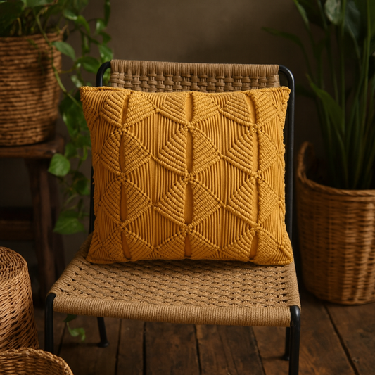 Set of 2 Rochefort Mustard Handwoven Cushion Covers