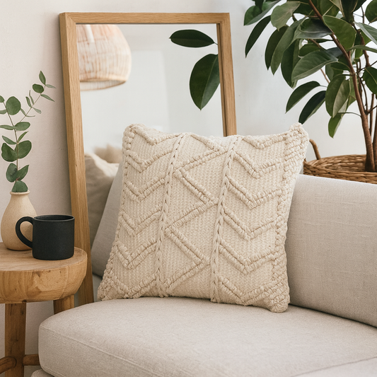 Set of 2 Snowshill Cream Zig Zag Handwoven Cushion Covers