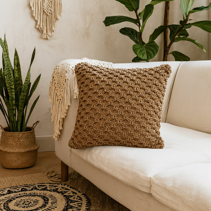 Set of 2 Riomaggiore Coffee Macrame Cushion Covers