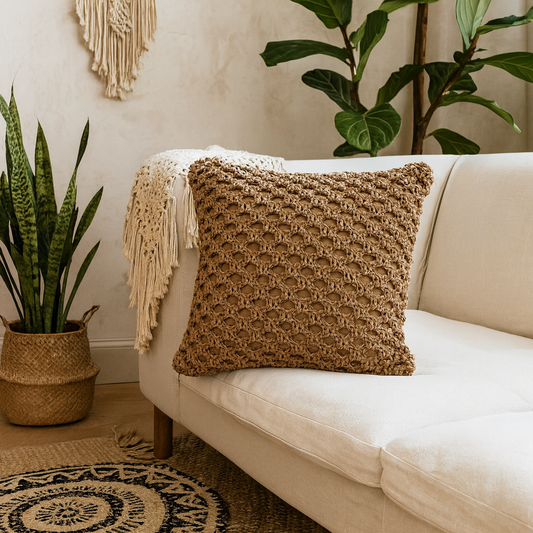 Set of 2 Riomaggiore Coffee Macrame Cushion Covers