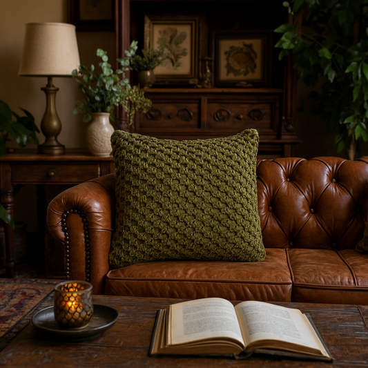 Set of 2 Riomaggiore Macrame Green Cushion Covers