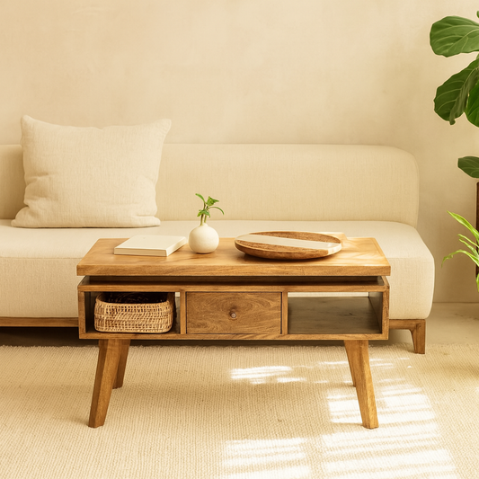 Arezzo Classic Granary Coffee Table 2 Drawers with Brass Detail