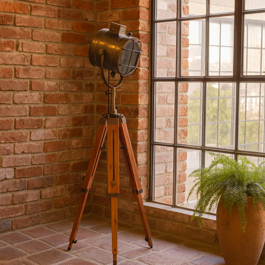 Parma Caged Brass Spotlight Floor Lamp