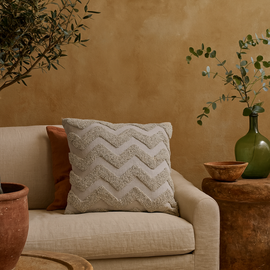 Set of 2 Nopparat Natural Grey Zig-Zag Cushion