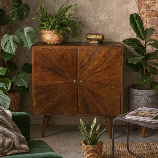 Cagliari Chestnut Mango Wood Storage Cabinet 2 Drawers