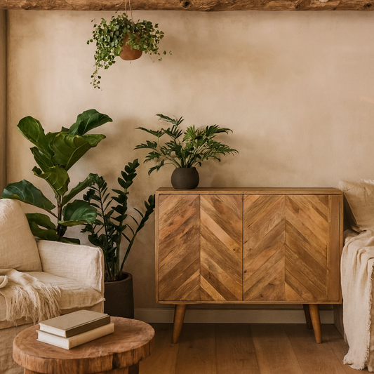 Dozza Carved Mango Wood 2 Door Cabinet