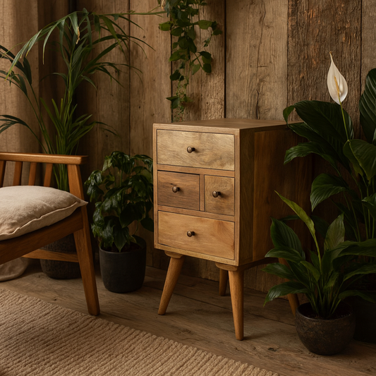 Pitigliano Nordic 4 Drawer Mango Wood Bedside Table