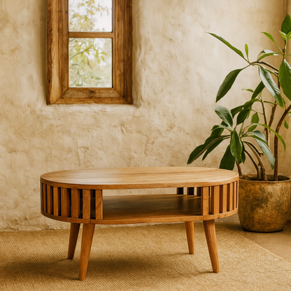 Varenna Natural Mango Wood Slatted Coffee Table