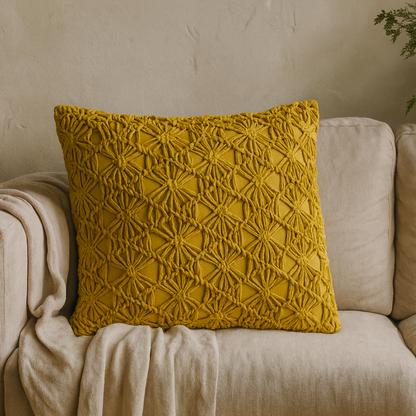 Set of 2 Hautvillers Mustard Hanwoven Cushion Covers