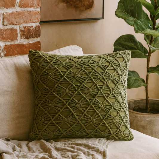Amalfi Set of 2 Green Handwoven Cushion Covers