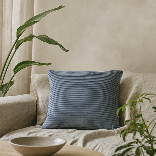 Beynac Set of 2 Ribbed Grey Cushion Covers