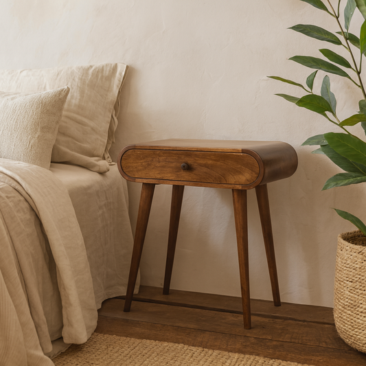 Como Chestnut Mini Chestnut Mango Wood Oval Console Table with Drawer