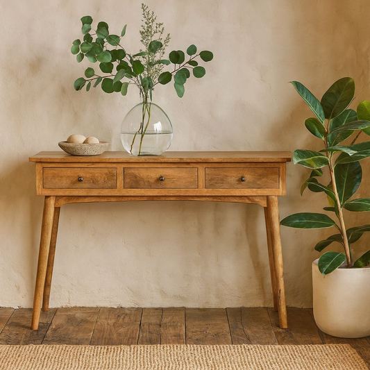 Pizzo Large Mango Wood 3 Drawer Console Table