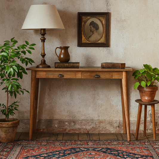Alberobello 2 Drawer Scandi Natural Mango Wood Writing Desk