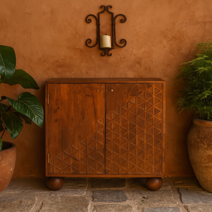 Polignano Chestnut Mango Wood Dice Storage Cabinet