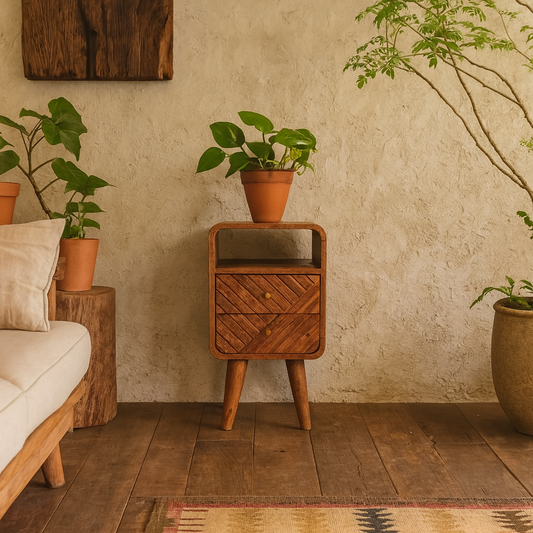 Alberobello Small Curved Mango Wood Bedside Table