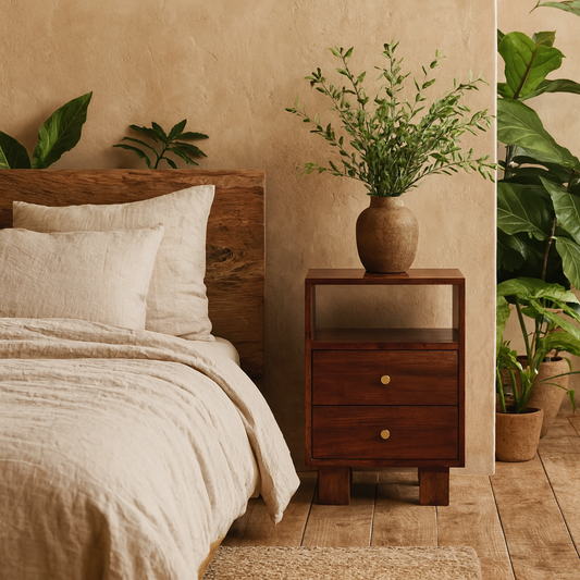 Bologna Dark Oak Sheesham Wood Bedside Table