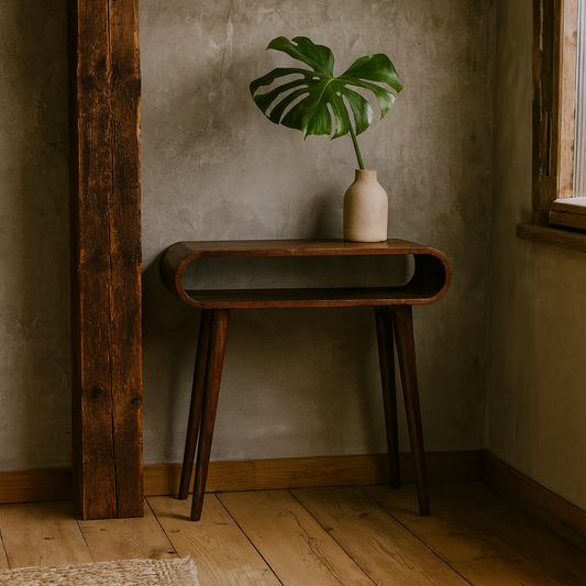 Porquerolles Nordic Mango Wood Console Table Open Shelf