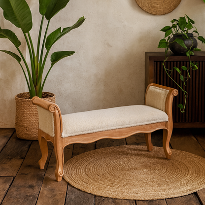 Tahala Cream Boucle French Style Bench