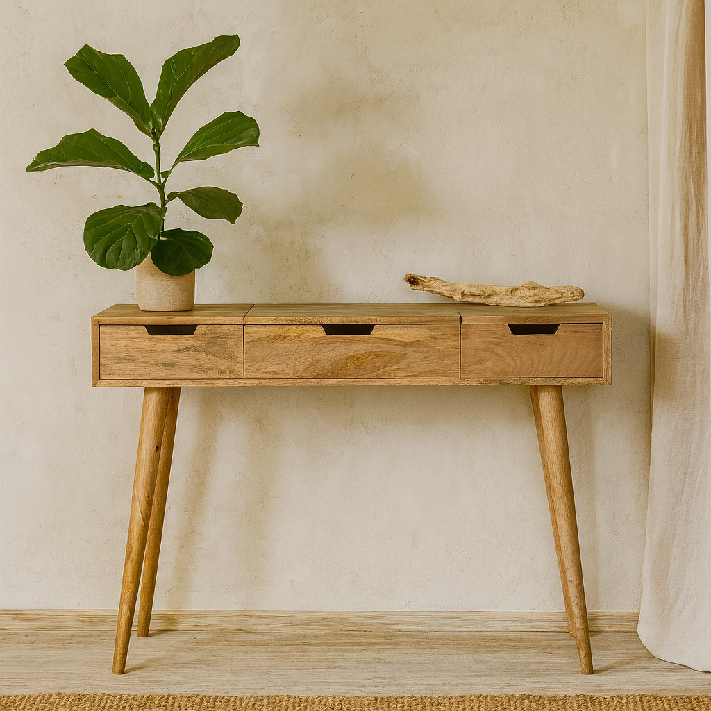 Saint Paul de Vence Oak Mango Wood Dressing Table 3 Drawers