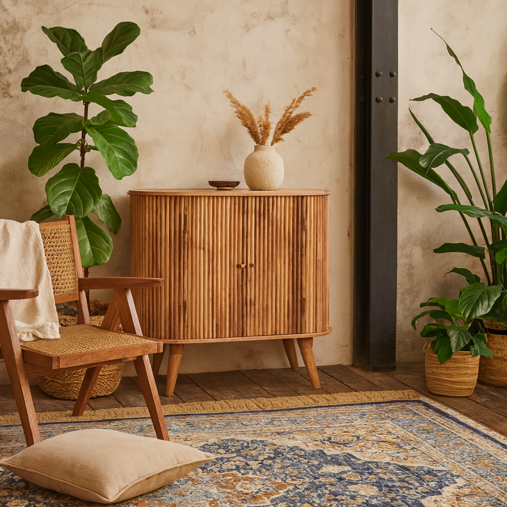 Puglia Natural Mango Wood Cabinet 2 Door