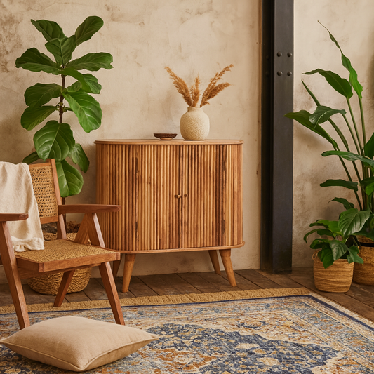 Puglia Natural Mango Wood Cabinet 2 Door