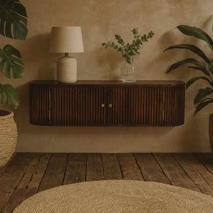 Positano Chestnut Mango Wood Wall Mounted Console Table