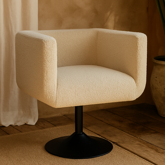 Kula Cream Boucle Swivel Chair