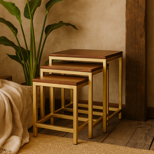 Altomonte Chunky Gold Stool Set of 3