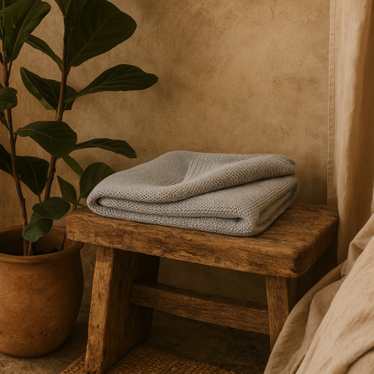 Sirmione Double Soft Blue Knit Throw