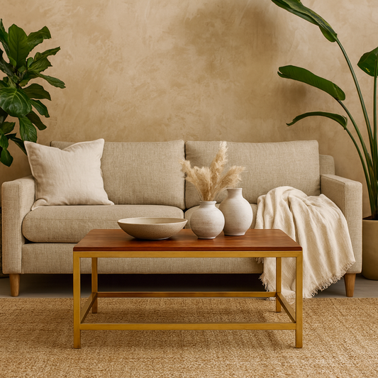 Maratea Rectangle Gold and Mango Wood Coffee Table