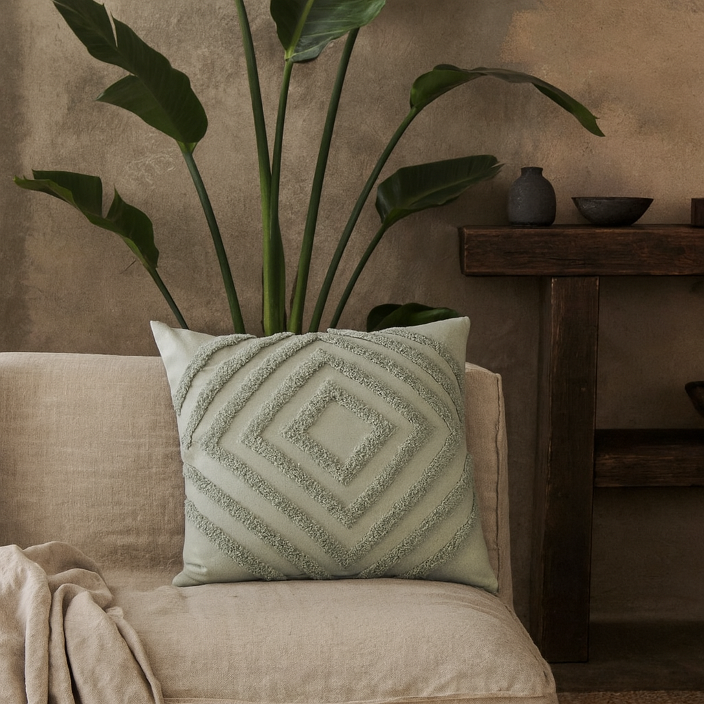 Set of 2 Noli Sage Green Diamond Cushion Covers