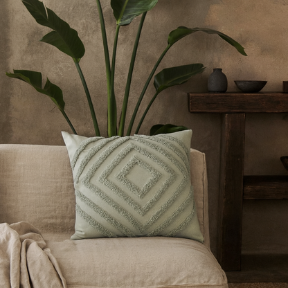 Set of 2 Noli Sage Green Diamond Cushion Covers