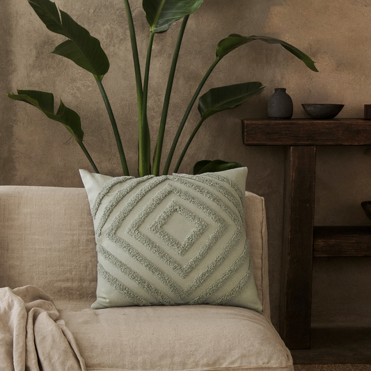 Set of 2 Noli Sage Green Diamond Cushion Covers