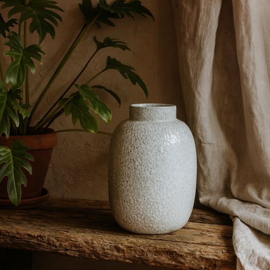 Moss White Dimple Medium Ceramic Vase