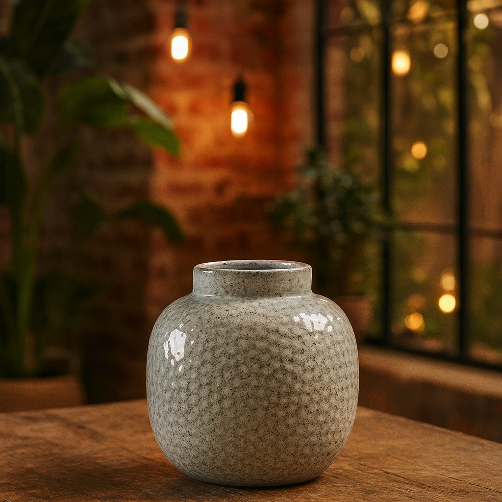 Moss White Dimple Small  Ceramic Vase