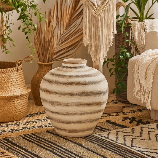 Rosewood Large Stripe Amphora Ceramic Vase