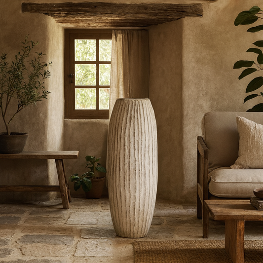 Wildbloom Tall White Ceramic Fin Vase