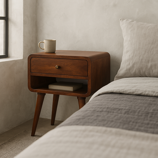 Taormina Solid Mango Nightstand with Drawer and Shelf