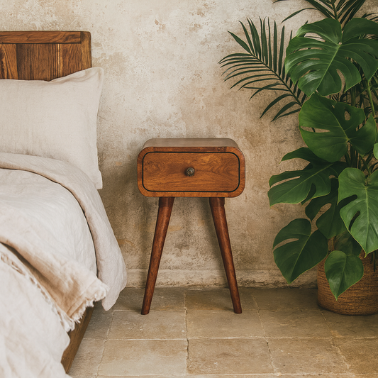 Vicenza Small Solid Wood Bedside Table with Drawer