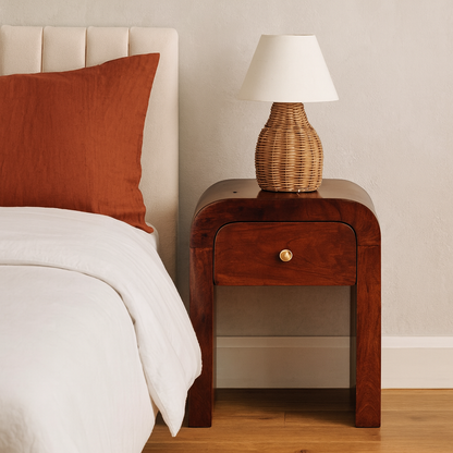 Chioggia Mango Wood Bedside Table with Curved Edges