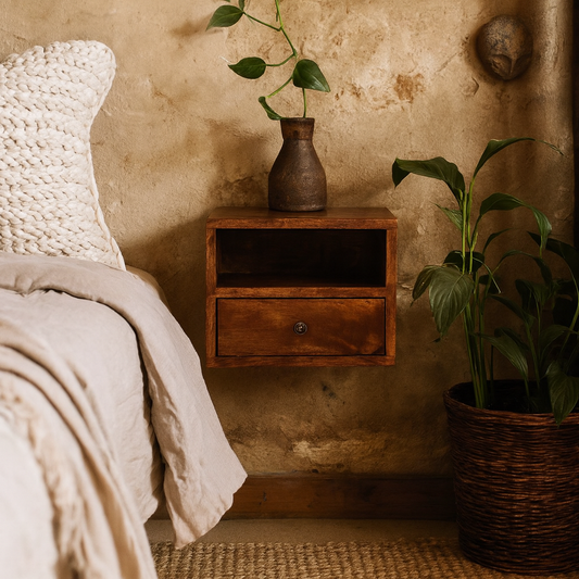 Cortina 1 Drawer Mango Wood Wall Mounted Bedside Table