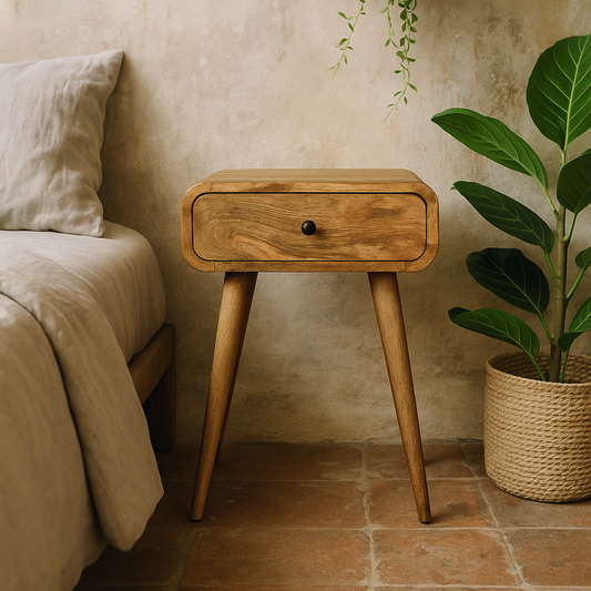 Taormina Natural Mango Wood Bedside Table with Drawer