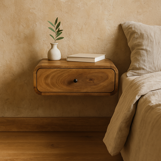 Udine Wall Mounted Oak Drawer Bedside Table