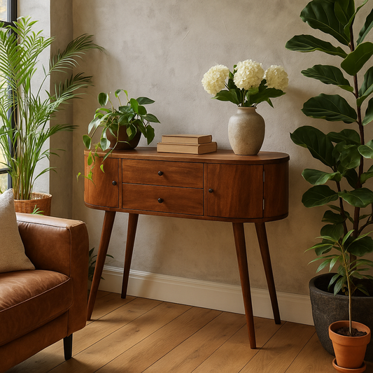 Trento Mango Wood Console Table 2 Drawers 2 Doors