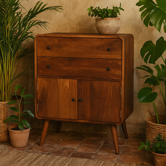 Trento Curved Charm Cabinet 2 Drawers 2 Doors