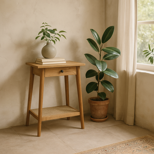 Pisa Solid Mango Wood Woven End Table