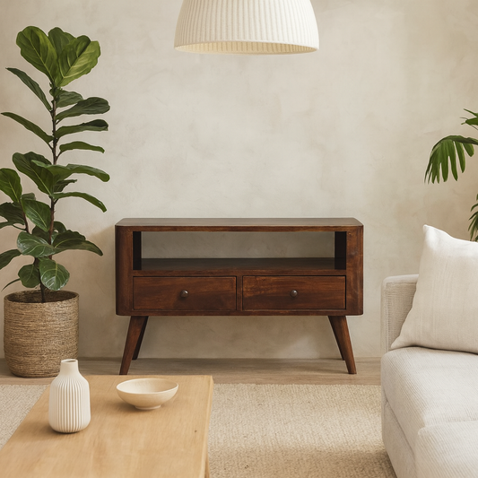 Peschiera TV Media Cabinet with Drawers Solid Wood Chestnut Mango Wood