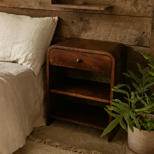 Salo Open Oak Solid Mango Wood Bedside Table