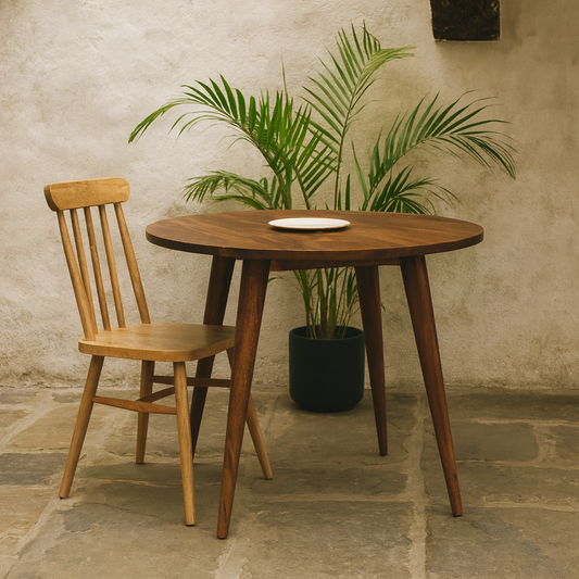 Sirmione Chestnut Round Nordic Dining Table